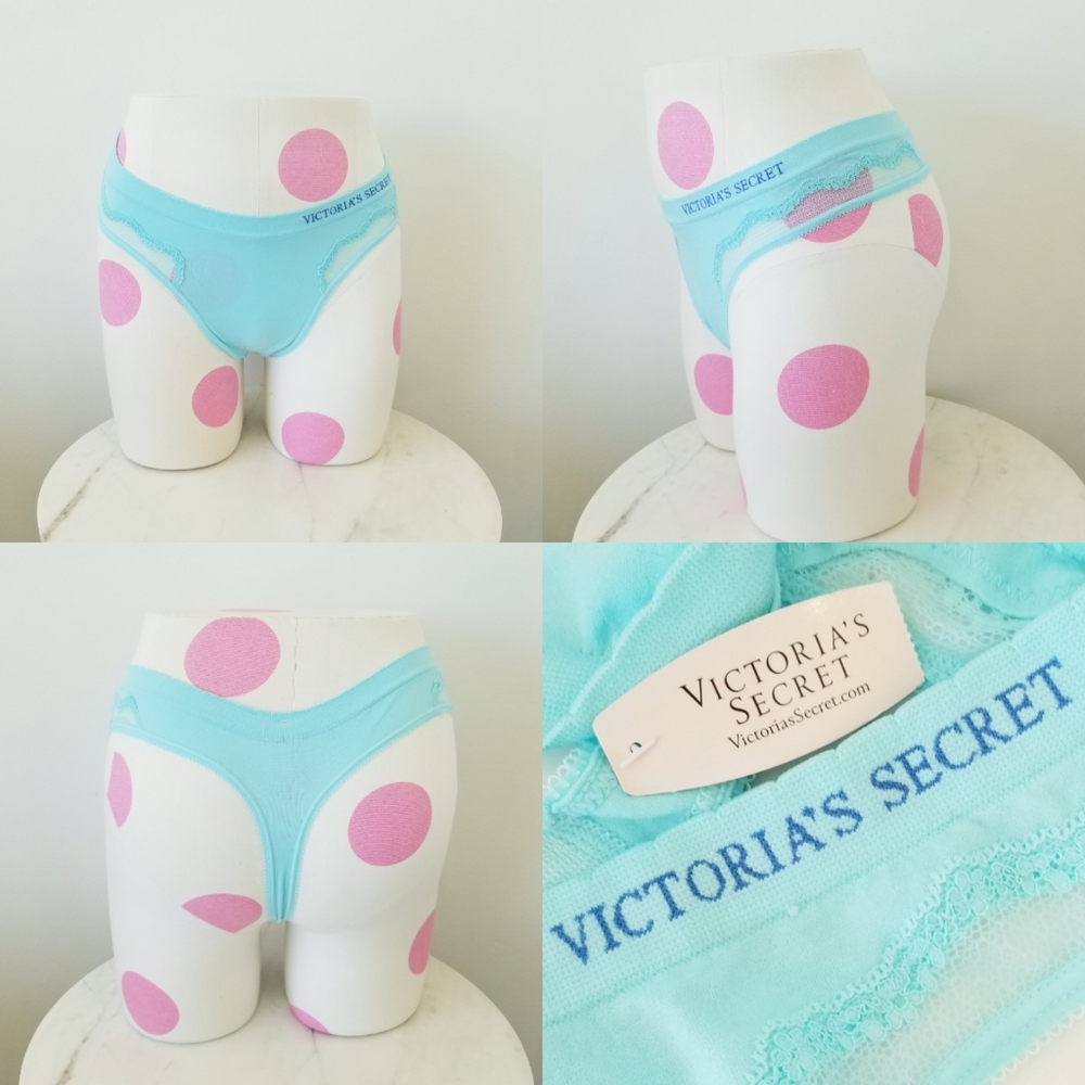 Victoria's Secret Vintage Body by Victoria Thong Tanga Panty Blue Lace NWT